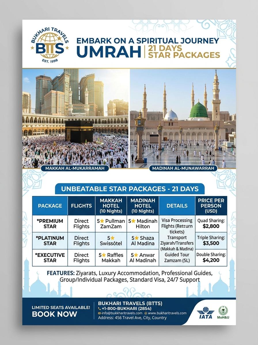 Umrah 21 Days Star Packages